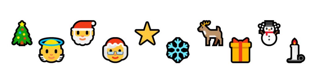 Bild mit zehn weihnachtlichen Emojis