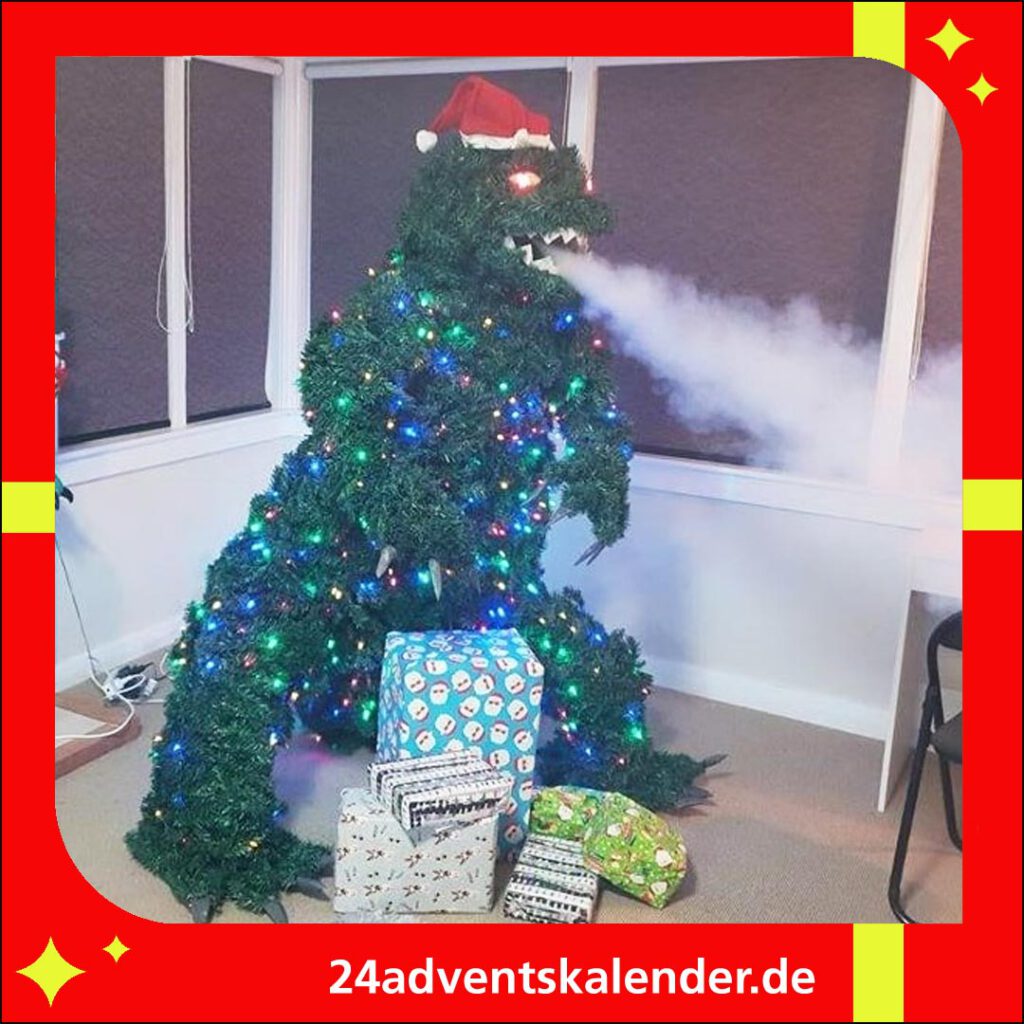 Tanne am Weihnachten genial und fantasievoll gestalten mit bunten Lichtern.