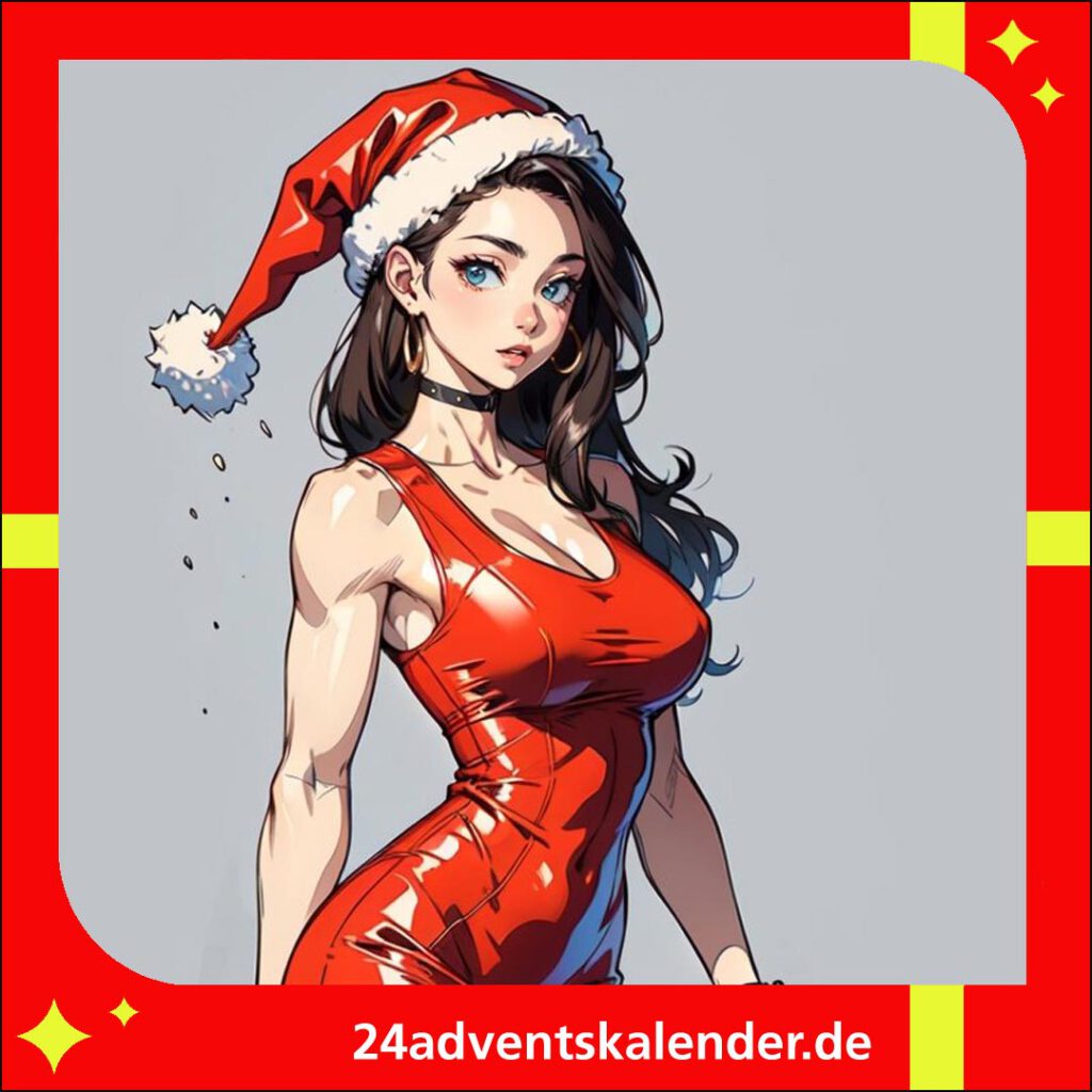 Weihnachtsfrau als sinnliche Anime-Figur von der KI kunstvoll gemacht