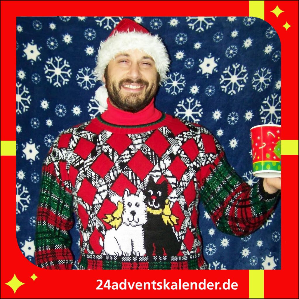 Hoodie als Idee für einen schrillen und auffälligen Weihnachtspullover.