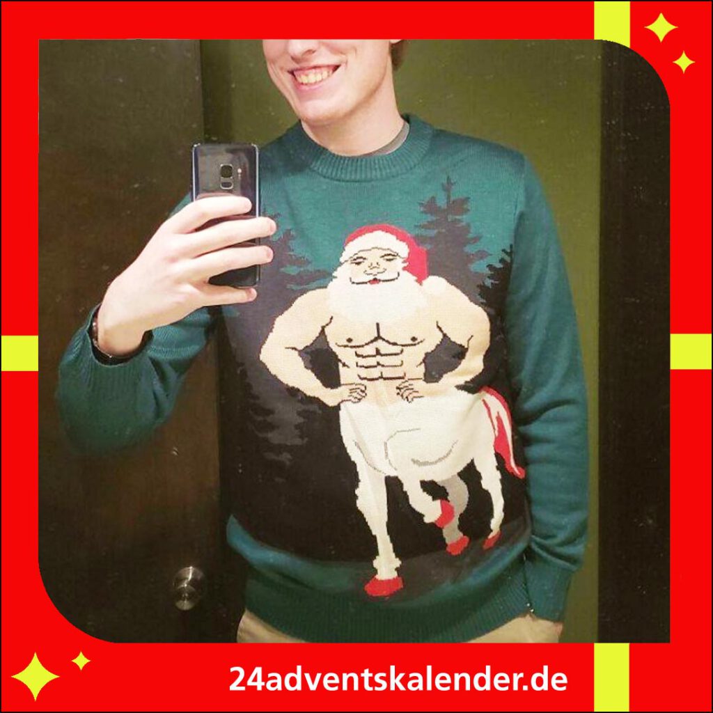 Hoodie als kreativer Weihnachtspullover in besonderer Ausführung präsentieren.