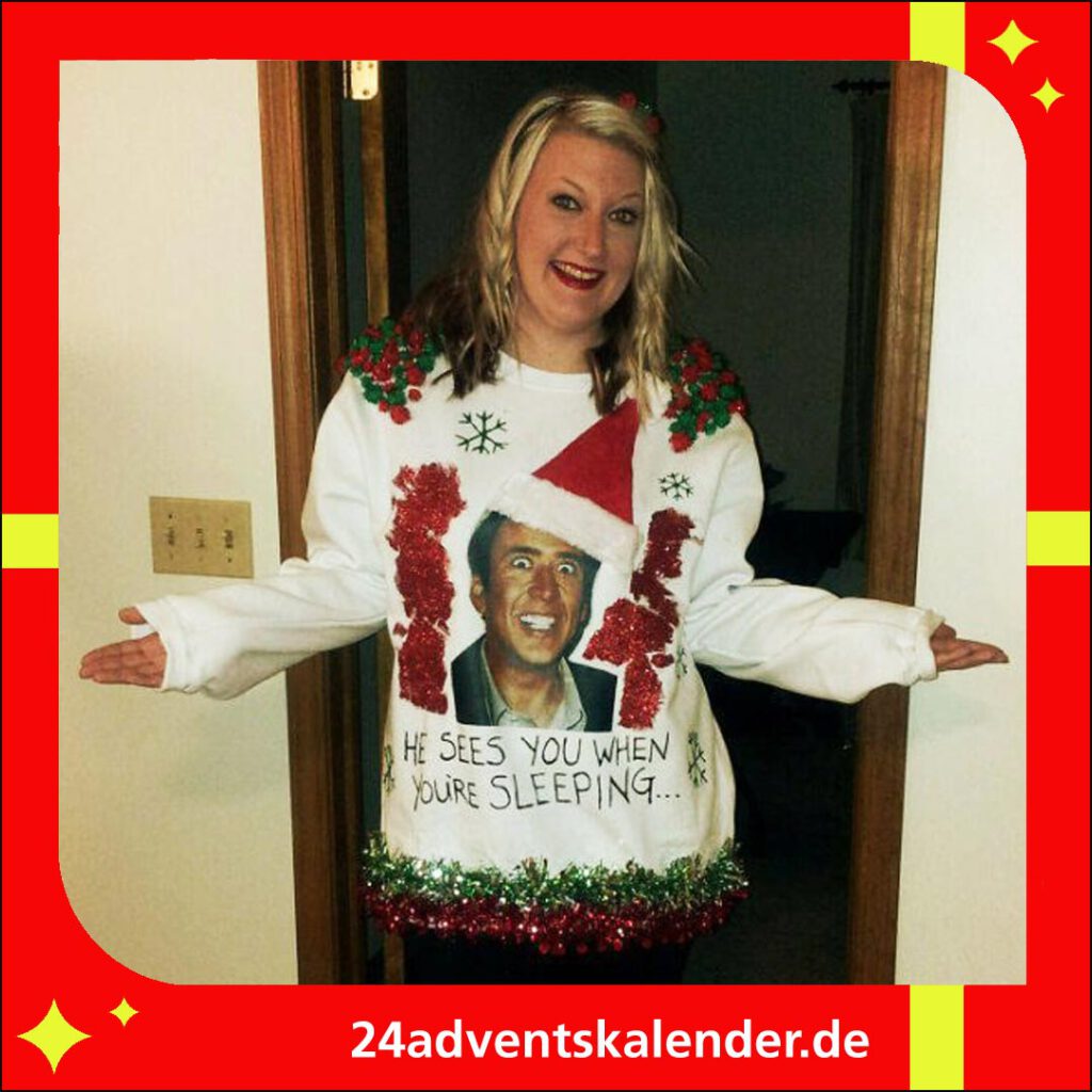 Bunter Weihnachtspullover als kreative Idee für einen Christmas Pulli.