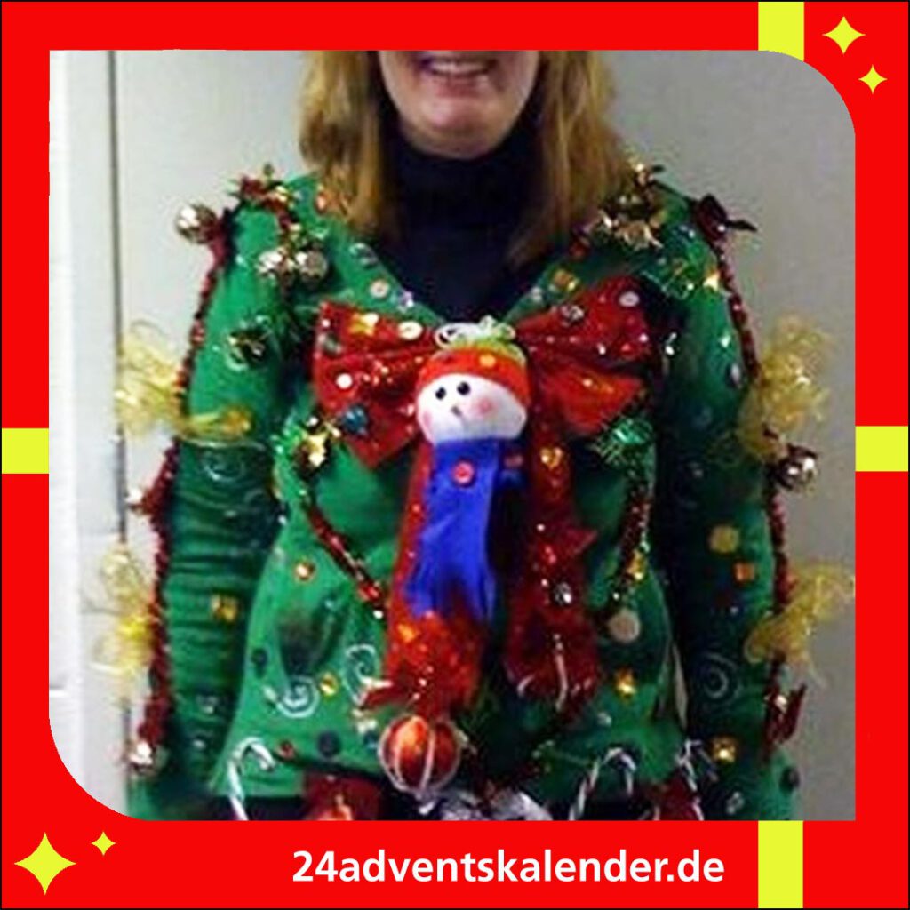 Ein schriller Christmas Sweater als eine unterhaltsame Idee für Weihnachtspullover.