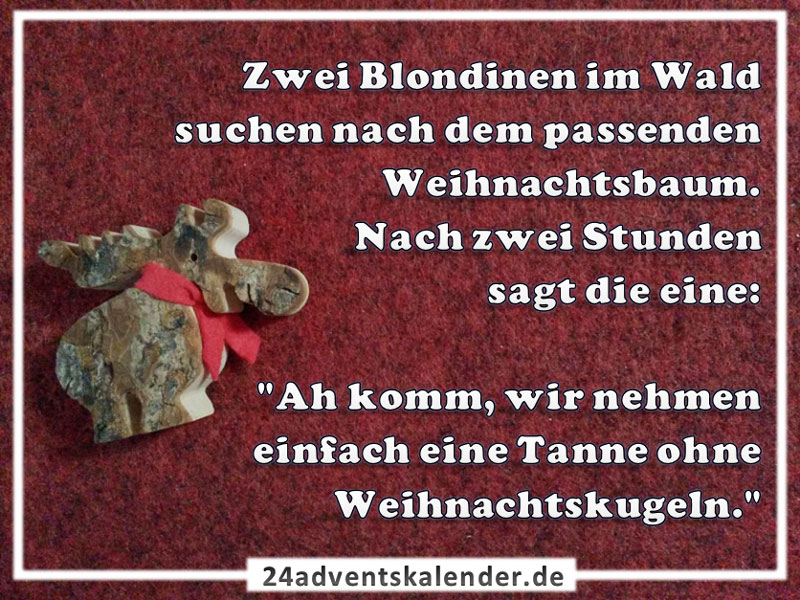 Witz über eine Blondine, die am Weihnachtsbaum mit einer Weihnachtskugel jongliert.