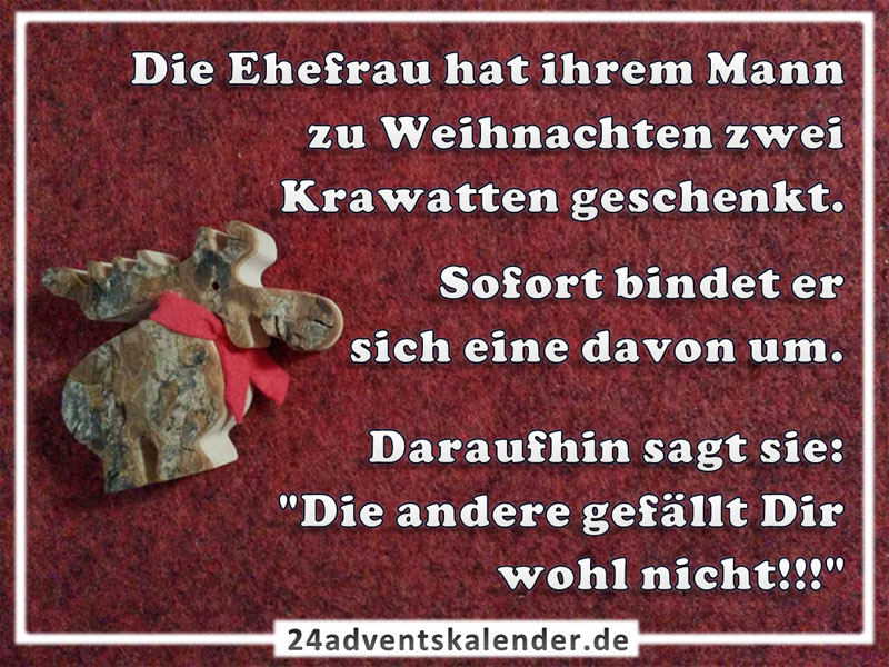 Witz über eine Ehefrau, die Krawatten am Weihnachten als Geschenk verteilt.