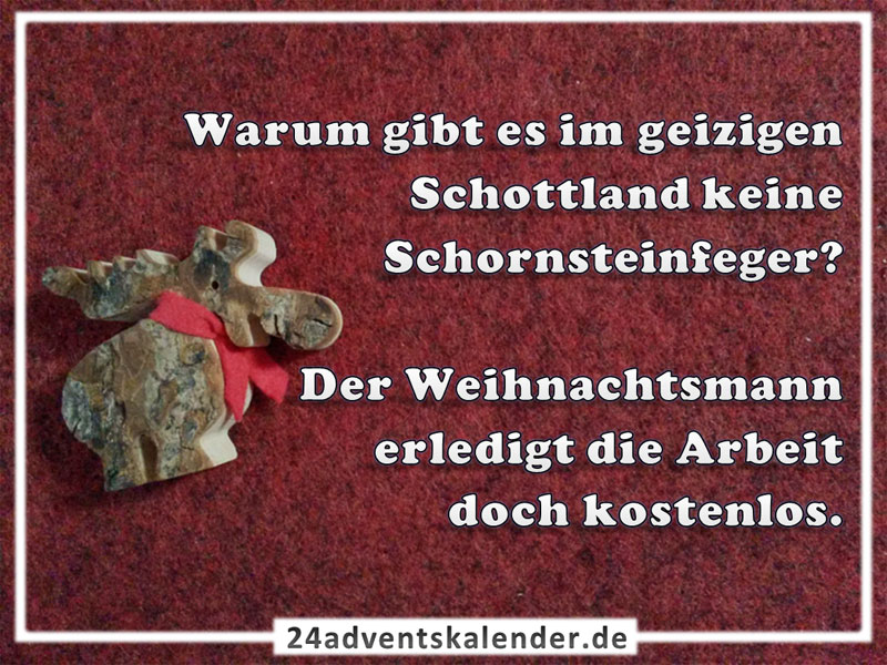 Witz über einen Schotten, der als Schornsteinfeger oder Weihnachtsmann arbeitet.