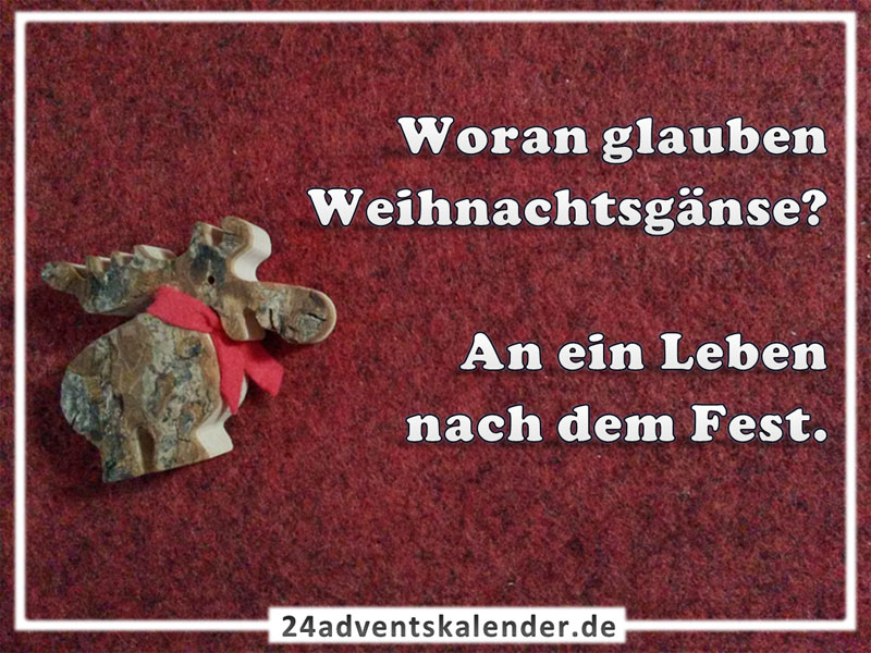 Scherz über die Weihnachtsgans beim Festmahl des Weihnachtsabends.