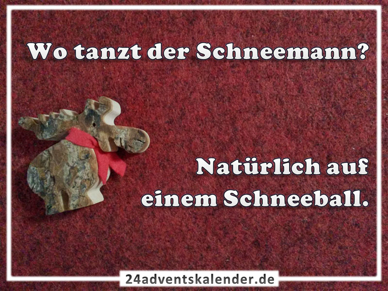 Scherz über den Schneemann mit einem Schneeball im Antlitz.