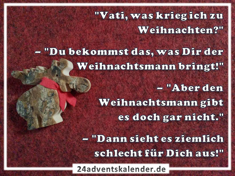 Witz über Kinder und ihrer großen Erwartungen an den Weihnachtsmann.