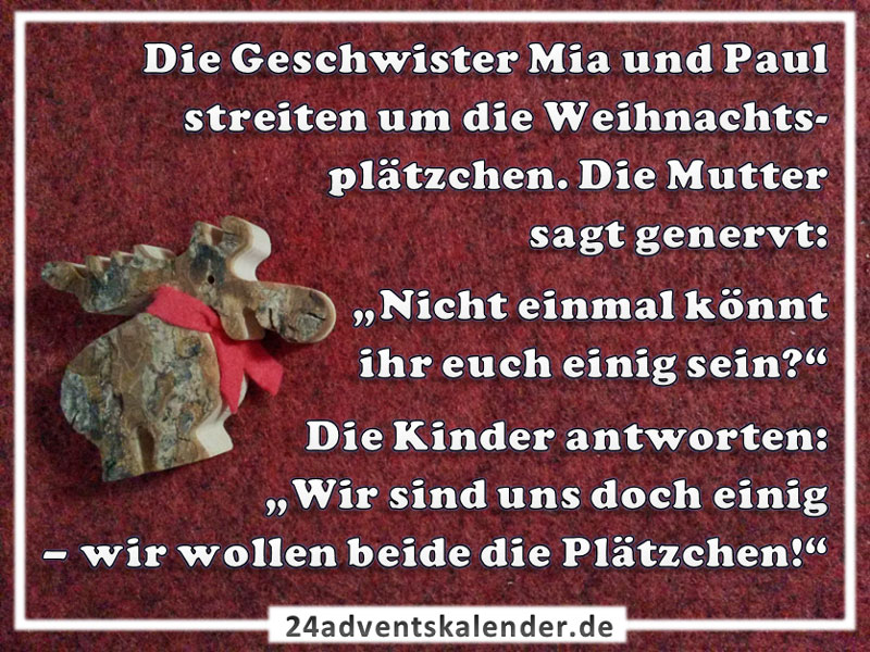 Scherz über Kinder und ihrem humorvollen Streit um die Auswahl von Weihnachtsplätzchen.