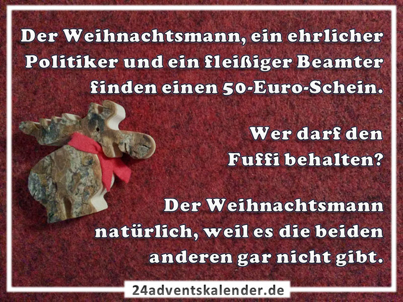 Witz über den humorvollen Austausch zwischen Weihnachtsmann, Politiker und Beamter.