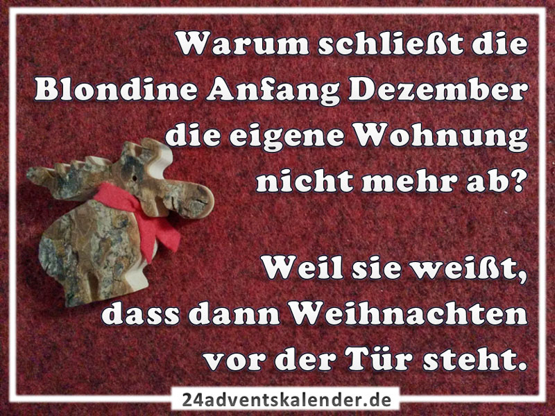 Scherz über die entzückende Blondine, die unerwartet an der Wohnungstür an Weihnachten auftaucht.