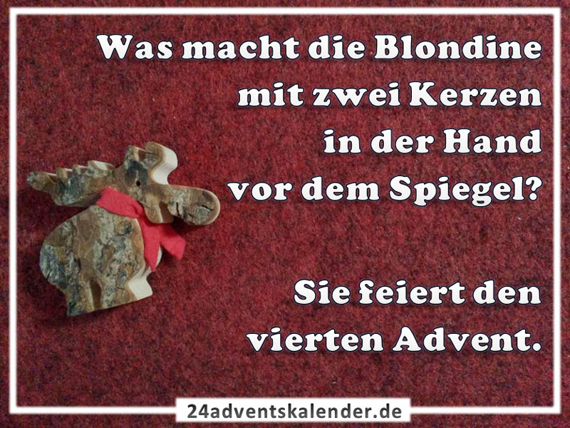 Witz zu Blondine mit Kerzen am Advent und ihren lustigen Missgeschicken beim Dekorieren.