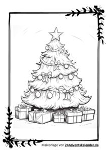 Ausmalbild mit Christbaum oder Malvorlagen zu Weihnachten geschenkt downloaden
