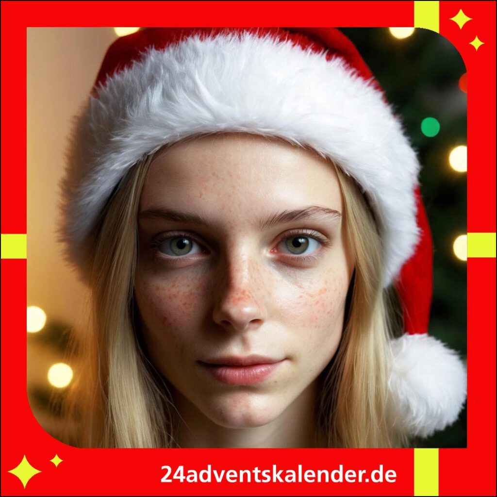 Mädchen in Bommelmützen, bereit für die Weihnachtsmann-Party.