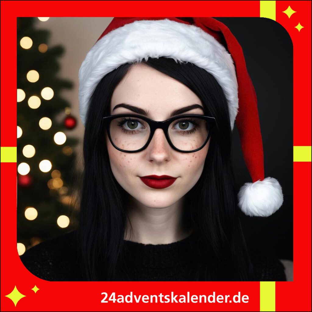 Mit Brille und Weihnachtsmannmützen voller Vorfreude zur Weihnachtsparty.