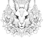Eine Malvorlage von Mandala mit Hase