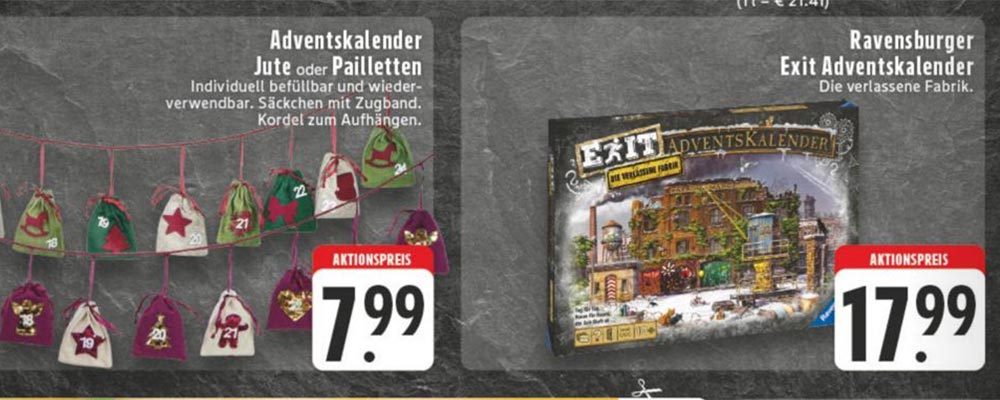 Welches Angebot für Adventskalender hat Edeka momentan?
